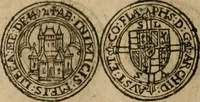 An illustration from Ordonnancie ende instructie naer de welcke voort-aen hen moeten reguleren die ghesworen wisselaers ofte collecteurs vande goude ende silvere penningen, wesende verboden, gheschroyt, te licht oft te seer versleten, ende oversulex verclaert ende ghehouden voor billoen, daer toe geoommitteert om de selve te leveren inde munten van Sijne Majesteyt, ende al daer bekeert te worden in penninghen van hunnen slaghe (1633)