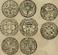 An illustration from Ordonnancie ende instructie naer de welcke voort-aen hen moeten reguleren die ghesworen wisselaers ofte collecteurs vande goude ende silvere penningen, wesende verboden, gheschroyt, te licht oft te seer versleten, ende oversulex verclaert ende ghehouden voor billoen, daer toe geoommitteert om de selve te leveren inde munten van Sijne Majesteyt, ende al daer bekeert te worden in penninghen van hunnen slaghe (1633)