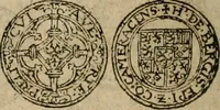 An illustration from Ordonnancie ende instructie naer de welcke voort-aen hen moeten reguleren die ghesworen wisselaers ofte collecteurs vande goude ende silvere penningen, wesende verboden, gheschroyt, te licht oft te seer versleten, ende oversulex verclaert ende ghehouden voor billoen, daer toe geoommitteert om de selve te leveren inde munten van Sijne Majesteyt, ende al daer bekeert te worden in penninghen van hunnen slaghe (1633)