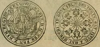 An illustration from Ordonnancie ende instructie naer de welcke voort-aen hen moeten reguleren die ghesworen wisselaers ofte collecteurs vande goude ende silvere penningen, wesende verboden, gheschroyt, te licht oft te seer versleten, ende oversulex verclaert ende ghehouden voor billoen, daer toe geoommitteert om de selve te leveren inde munten van Sijne Majesteyt, ende al daer bekeert te worden in penninghen van hunnen slaghe (1633)