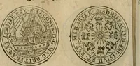 An illustration from Ordonnancie ende instructie naer de welcke voort-aen hen moeten reguleren die ghesworen wisselaers ofte collecteurs vande goude ende silvere penningen, wesende verboden, gheschroyt, te licht oft te seer versleten, ende oversulex verclaert ende ghehouden voor billoen, daer toe geoommitteert om de selve te leveren inde munten van Sijne Majesteyt, ende al daer bekeert te worden in penninghen van hunnen slaghe (1633)