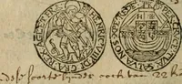 An illustration from Ordonnancie ende instructie naer de welcke voort-aen hen moeten reguleren die ghesworen wisselaers ofte collecteurs vande goude ende silvere penningen, wesende verboden, gheschroyt, te licht oft te seer versleten, ende oversulex verclaert ende ghehouden voor billoen, daer toe geoommitteert om de selve te leveren inde munten van Sijne Majesteyt, ende al daer bekeert te worden in penninghen van hunnen slaghe (1633)