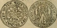 An illustration from Ordonnancie ende instructie naer de welcke voort-aen hen moeten reguleren die ghesworen wisselaers ofte collecteurs vande goude ende silvere penningen, wesende verboden, gheschroyt, te licht oft te seer versleten, ende oversulex verclaert ende ghehouden voor billoen, daer toe geoommitteert om de selve te leveren inde munten van Sijne Majesteyt, ende al daer bekeert te worden in penninghen van hunnen slaghe (1633)