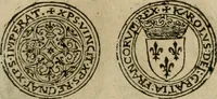 An illustration from Ordonnancie ende instructie naer de welcke voort-aen hen moeten reguleren die ghesworen wisselaers ofte collecteurs vande goude ende silvere penningen, wesende verboden, gheschroyt, te licht oft te seer versleten, ende oversulex verclaert ende ghehouden voor billoen, daer toe geoommitteert om de selve te leveren inde munten van Sijne Majesteyt, ende al daer bekeert te worden in penninghen van hunnen slaghe (1633)