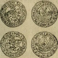 An illustration from Ordonnancie ende instructie naer de welcke voort-aen hen moeten reguleren die ghesworen wisselaers ofte collecteurs vande goude ende silvere penningen, wesende verboden, gheschroyt, te licht oft te seer versleten, ende oversulex verclaert ende ghehouden voor billoen, daer toe geoommitteert om de selve te leveren inde munten van Sijne Majesteyt, ende al daer bekeert te worden in penninghen van hunnen slaghe (1633)