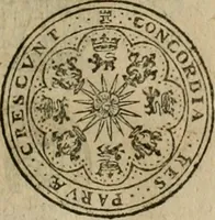 An illustration from Ordonnancie ende instructie naer de welcke voort-aen hen moeten reguleren die ghesworen wisselaers ofte collecteurs vande goude ende silvere penningen, wesende verboden, gheschroyt, te licht oft te seer versleten, ende oversulex verclaert ende ghehouden voor billoen, daer toe geoommitteert om de selve te leveren inde munten van Sijne Majesteyt, ende al daer bekeert te worden in penninghen van hunnen slaghe (1633)