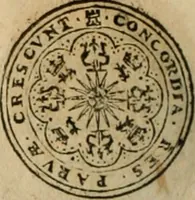 An illustration from Ordonnancie ende instructie naer de welcke voort-aen hen moeten reguleren die ghesworen wisselaers ofte collecteurs vande goude ende silvere penningen, wesende verboden, gheschroyt, te licht oft te seer versleten, ende oversulex verclaert ende ghehouden voor billoen, daer toe geoommitteert om de selve te leveren inde munten van Sijne Majesteyt, ende al daer bekeert te worden in penninghen van hunnen slaghe (1633)