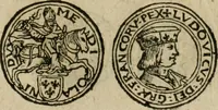 An illustration from Ordonnancie ende instructie naer de welcke voort-aen hen moeten reguleren die ghesworen wisselaers ofte collecteurs vande goude ende silvere penningen, wesende verboden, gheschroyt, te licht oft te seer versleten, ende oversulex verclaert ende ghehouden voor billoen, daer toe geoommitteert om de selve te leveren inde munten van Sijne Majesteyt, ende al daer bekeert te worden in penninghen van hunnen slaghe (1633)