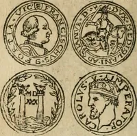 An illustration from Ordonnancie ende instructie naer de welcke voort-aen hen moeten reguleren die ghesworen wisselaers ofte collecteurs vande goude ende silvere penningen, wesende verboden, gheschroyt, te licht oft te seer versleten, ende oversulex verclaert ende ghehouden voor billoen, daer toe geoommitteert om de selve te leveren inde munten van Sijne Majesteyt, ende al daer bekeert te worden in penninghen van hunnen slaghe (1633)