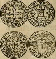 An illustration from Ordonnancie ende instructie naer de welcke voort-aen hen moeten reguleren die ghesworen wisselaers ofte collecteurs vande goude ende silvere penningen, wesende verboden, gheschroyt, te licht oft te seer versleten, ende oversulex verclaert ende ghehouden voor billoen, daer toe geoommitteert om de selve te leveren inde munten van Sijne Majesteyt, ende al daer bekeert te worden in penninghen van hunnen slaghe (1633)