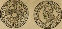 An illustration from Ordonnancie ende instructie naer de welcke voort-aen hen moeten reguleren die ghesworen wisselaers ofte collecteurs vande goude ende silvere penningen, wesende verboden, gheschroyt, te licht oft te seer versleten, ende oversulex verclaert ende ghehouden voor billoen, daer toe geoommitteert om de selve te leveren inde munten van Sijne Majesteyt, ende al daer bekeert te worden in penninghen van hunnen slaghe (1633)