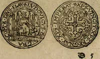 An illustration from Ordonnancie ende instructie naer de welcke voort-aen hen moeten reguleren die ghesworen wisselaers ofte collecteurs vande goude ende silvere penningen, wesende verboden, gheschroyt, te licht oft te seer versleten, ende oversulex verclaert ende ghehouden voor billoen, daer toe geoommitteert om de selve te leveren inde munten van Sijne Majesteyt, ende al daer bekeert te worden in penninghen van hunnen slaghe (1633)