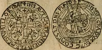 An illustration from Ordonnancie ende instructie naer de welcke voort-aen hen moeten reguleren die ghesworen wisselaers ofte collecteurs vande goude ende silvere penningen, wesende verboden, gheschroyt, te licht oft te seer versleten, ende oversulex verclaert ende ghehouden voor billoen, daer toe geoommitteert om de selve te leveren inde munten van Sijne Majesteyt, ende al daer bekeert te worden in penninghen van hunnen slaghe (1633)
