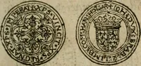 An illustration from Ordonnancie ende instructie naer de welcke voort-aen hen moeten reguleren die ghesworen wisselaers ofte collecteurs vande goude ende silvere penningen, wesende verboden, gheschroyt, te licht oft te seer versleten, ende oversulex verclaert ende ghehouden voor billoen, daer toe geoommitteert om de selve te leveren inde munten van Sijne Majesteyt, ende al daer bekeert te worden in penninghen van hunnen slaghe (1633)