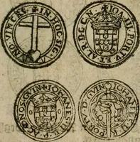 An illustration from Ordonnancie ende instructie naer de welcke voort-aen hen moeten reguleren die ghesworen wisselaers ofte collecteurs vande goude ende silvere penningen, wesende verboden, gheschroyt, te licht oft te seer versleten, ende oversulex verclaert ende ghehouden voor billoen, daer toe geoommitteert om de selve te leveren inde munten van Sijne Majesteyt, ende al daer bekeert te worden in penninghen van hunnen slaghe (1633)