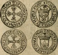 An illustration from Ordonnancie ende instructie naer de welcke voort-aen hen moeten reguleren die ghesworen wisselaers ofte collecteurs vande goude ende silvere penningen, wesende verboden, gheschroyt, te licht oft te seer versleten, ende oversulex verclaert ende ghehouden voor billoen, daer toe geoommitteert om de selve te leveren inde munten van Sijne Majesteyt, ende al daer bekeert te worden in penninghen van hunnen slaghe (1633)