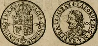 An illustration from Ordonnancie ende instructie naer de welcke voort-aen hen moeten reguleren die ghesworen wisselaers ofte collecteurs vande goude ende silvere penningen, wesende verboden, gheschroyt, te licht oft te seer versleten, ende oversulex verclaert ende ghehouden voor billoen, daer toe geoommitteert om de selve te leveren inde munten van Sijne Majesteyt, ende al daer bekeert te worden in penninghen van hunnen slaghe (1633)