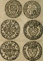 An illustration from Ordonnancie ende instructie naer de welcke voort-aen hen moeten reguleren die ghesworen wisselaers ofte collecteurs vande goude ende silvere penningen, wesende verboden, gheschroyt, te licht oft te seer versleten, ende oversulex verclaert ende ghehouden voor billoen, daer toe geoommitteert om de selve te leveren inde munten van Sijne Majesteyt, ende al daer bekeert te worden in penninghen van hunnen slaghe (1633)