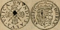 An illustration from Ordonnancie ende instructie naer de welcke voort-aen hen moeten reguleren die ghesworen wisselaers ofte collecteurs vande goude ende silvere penningen, wesende verboden, gheschroyt, te licht oft te seer versleten, ende oversulex verclaert ende ghehouden voor billoen, daer toe geoommitteert om de selve te leveren inde munten van Sijne Majesteyt, ende al daer bekeert te worden in penninghen van hunnen slaghe (1633)