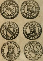 An illustration from Ordonnancie ende instructie naer de welcke voort-aen hen moeten reguleren die ghesworen wisselaers ofte collecteurs vande goude ende silvere penningen, wesende verboden, gheschroyt, te licht oft te seer versleten, ende oversulex verclaert ende ghehouden voor billoen, daer toe geoommitteert om de selve te leveren inde munten van Sijne Majesteyt, ende al daer bekeert te worden in penninghen van hunnen slaghe (1633)