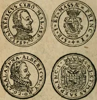 An illustration from Ordonnancie ende instructie naer de welcke voort-aen hen moeten reguleren die ghesworen wisselaers ofte collecteurs vande goude ende silvere penningen, wesende verboden, gheschroyt, te licht oft te seer versleten, ende oversulex verclaert ende ghehouden voor billoen, daer toe geoommitteert om de selve te leveren inde munten van Sijne Majesteyt, ende al daer bekeert te worden in penninghen van hunnen slaghe (1633)