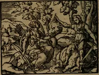 Picture 284 of 375 from Ori Apollinis Niliaci, De sacris Aegyptiorum notis, Aegyptiacè expressis : libri duo, iconibus illustrati, & aucti : nunc primùm in latinum ac gallicum sermonem conversi (1574), leaf 381