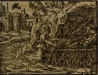 Picture 335 of 375 from Ori Apollinis Niliaci, De sacris Aegyptiorum notis, Aegyptiacè expressis : libri duo, iconibus illustrati, & aucti : nunc primùm in latinum ac gallicum sermonem conversi (1574), leaf 460