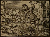 Picture 343 of 375 from Ori Apollinis Niliaci, De sacris Aegyptiorum notis, Aegyptiacè expressis : libri duo, iconibus illustrati, & aucti : nunc primùm in latinum ac gallicum sermonem conversi (1574), leaf 475