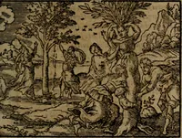 Picture 360 of 375 from Ori Apollinis Niliaci, De sacris Aegyptiorum notis, Aegyptiacè expressis : libri duo, iconibus illustrati, & aucti : nunc primùm in latinum ac gallicum sermonem conversi (1574), leaf 504