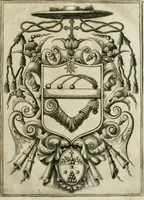 An illustration from Origine del tempio dedicato in Roma alla Vergine Madre di Dio Maria, presso alla Porta Flaminia, detto hoggi del popolo : diuisa in sei gionate (1646)