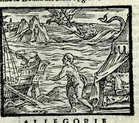 An illustration from Orlando fvrioso di M. Lodovico Ariosto : con gli argomenti in ottaua rima di M. Lodouico Dolce ; et con l'allegorie à ciascun canto di Thomaso Porcacchi da Castiglione Aretino, diligentemente corretto, & di nuoue figure adornato (1600)