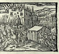 An illustration from Orlando fvrioso di M. Lodovico Ariosto : con gli argomenti in ottaua rima di M. Lodouico Dolce ; et con l'allegorie à ciascun canto di Thomaso Porcacchi da Castiglione Aretino, diligentemente corretto, & di nuoue figure adornato (1600)