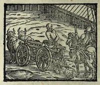An illustration from Orlando fvrioso di M. Lodovico Ariosto : con gli argomenti in ottaua rima di M. Lodouico Dolce ; et con l'allegorie à ciascun canto di Thomaso Porcacchi da Castiglione Aretino, diligentemente corretto, & di nuoue figure adornato (1600)