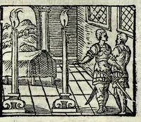 Picture 19 of 56 from Orlando fvrioso di M. Lodovico Ariosto : con gli argomenti in ottaua rima di M. Lodouico Dolce ; et con l'allegorie à ciascun canto di Thomaso Porcacchi da Castiglione Aretino, diligentemente corretto, & di nuoue figure adornato (1600), leaf 407