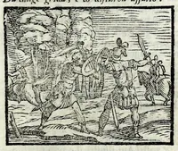 An illustration from Orlando fvrioso di M. Lodovico Ariosto : con gli argomenti in ottaua rima di M. Lodouico Dolce ; et con l'allegorie à ciascun canto di Thomaso Porcacchi da Castiglione Aretino, diligentemente corretto, & di nuoue figure adornato (1600)