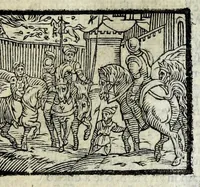 Picture 24 of 56 from Orlando fvrioso di M. Lodovico Ariosto : con gli argomenti in ottaua rima di M. Lodouico Dolce ; et con l'allegorie à ciascun canto di Thomaso Porcacchi da Castiglione Aretino, diligentemente corretto, & di nuoue figure adornato (1600), leaf 527