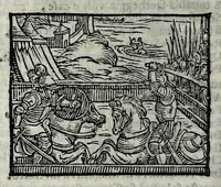 Picture 31 of 56 from Orlando fvrioso di M. Lodovico Ariosto : con gli argomenti in ottaua rima di M. Lodouico Dolce ; et con l'allegorie à ciascun canto di Thomaso Porcacchi da Castiglione Aretino, diligentemente corretto, & di nuoue figure adornato (1600), leaf 644