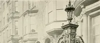 An illustration from Ornamental iron work : stairs, fire-escapes, marquises, gates, railings, grilles, fences. (1915)