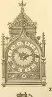 An illustration from Ornaments of the XVth and XVIth centuries. Ancient timber houses at Rouen, Caen, Bauvais, &c., Gothic furniture of the XVth century. Designs for gold & silver ornaments, and designs for iron & brass-work in the style of the XVth & XVIth centuries (1836)