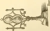 An illustration from Ornaments of the XVth and XVIth centuries. Ancient timber houses at Rouen, Caen, Bauvais, &c., Gothic furniture of the XVth century. Designs for gold & silver ornaments, and designs for iron & brass-work in the style of the XVth & XVIth centuries (1836)