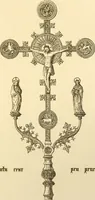 An illustration from Ornaments of the XVth and XVIth centuries. Ancient timber houses at Rouen, Caen, Bauvais, &c., Gothic furniture of the XVth century. Designs for gold & silver ornaments, and designs for iron & brass-work in the style of the XVth & XVIth centuries (1836)