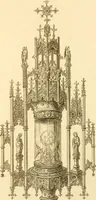 An illustration from Ornaments of the XVth and XVIth centuries. Ancient timber houses at Rouen, Caen, Bauvais, &c., Gothic furniture of the XVth century. Designs for gold & silver ornaments, and designs for iron & brass-work in the style of the XVth & XVIth centuries (1836)