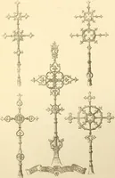 An illustration from Ornaments of the XVth and XVIth centuries. Ancient timber houses at Rouen, Caen, Bauvais, &c., Gothic furniture of the XVth century. Designs for gold & silver ornaments, and designs for iron & brass-work in the style of the XVth & XVIth centuries (1836)