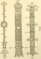 An illustration from Ornaments of the XVth and XVIth centuries. Ancient timber houses at Rouen, Caen, Bauvais, &c., Gothic furniture of the XVth century. Designs for gold & silver ornaments, and designs for iron & brass-work in the style of the XVth & XVIth centuries (1836)