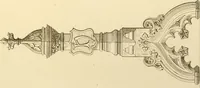 An illustration from Ornaments of the XVth and XVIth centuries. Ancient timber houses at Rouen, Caen, Bauvais, &c., Gothic furniture of the XVth century. Designs for gold & silver ornaments, and designs for iron & brass-work in the style of the XVth & XVIth centuries (1836)