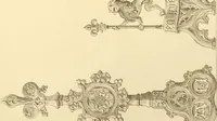 An illustration from Ornaments of the XVth and XVIth centuries. Ancient timber houses at Rouen, Caen, Bauvais, &c., Gothic furniture of the XVth century. Designs for gold & silver ornaments, and designs for iron & brass-work in the style of the XVth & XVIth centuries (1836)