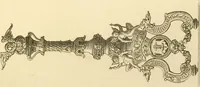 An illustration from Ornaments of the XVth and XVIth centuries. Ancient timber houses at Rouen, Caen, Bauvais, &c., Gothic furniture of the XVth century. Designs for gold & silver ornaments, and designs for iron & brass-work in the style of the XVth & XVIth centuries (1836)