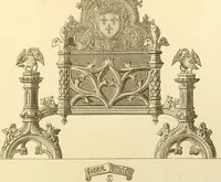 An illustration from Ornaments of the XVth and XVIth centuries. Ancient timber houses at Rouen, Caen, Bauvais, &c., Gothic furniture of the XVth century. Designs for gold & silver ornaments, and designs for iron & brass-work in the style of the XVth & XVIth centuries (1836)