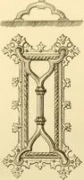 An illustration from Ornaments of the XVth and XVIth centuries. Ancient timber houses at Rouen, Caen, Bauvais, &c., Gothic furniture of the XVth century. Designs for gold & silver ornaments, and designs for iron & brass-work in the style of the XVth & XVIth centuries (1836)