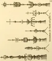 An illustration from Ornaments of the XVth and XVIth centuries. Ancient timber houses at Rouen, Caen, Bauvais, &c., Gothic furniture of the XVth century. Designs for gold & silver ornaments, and designs for iron & brass-work in the style of the XVth & XVIth centuries (1836)